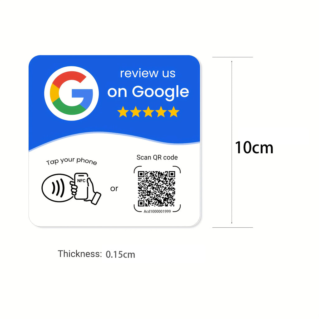 NFC 215 Square Programmable for Google Review Card NFC Station Table 13.56Mhz QR Code Editable Standing Card