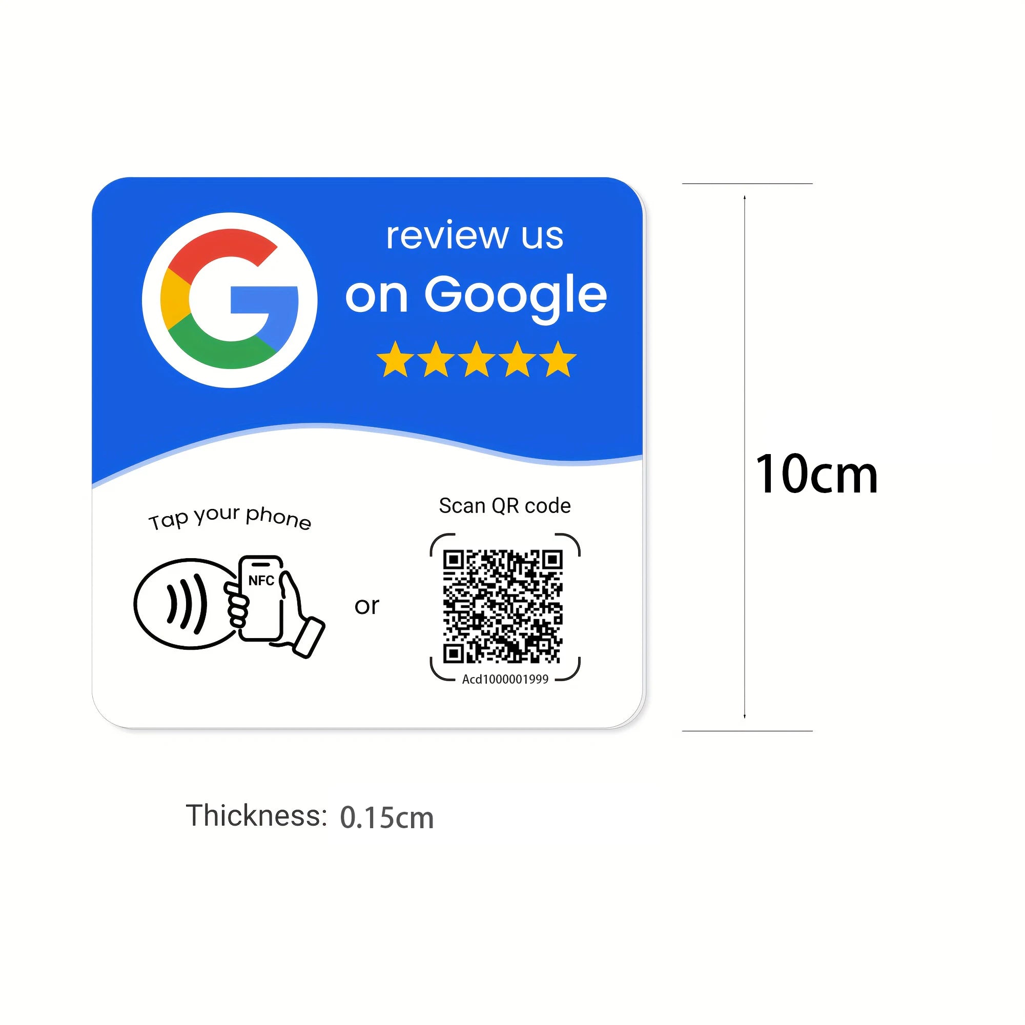 NFC 215 Square Programmable for Google Review Card NFC Station Table 13.56Mhz QR Code Editable Standing Card