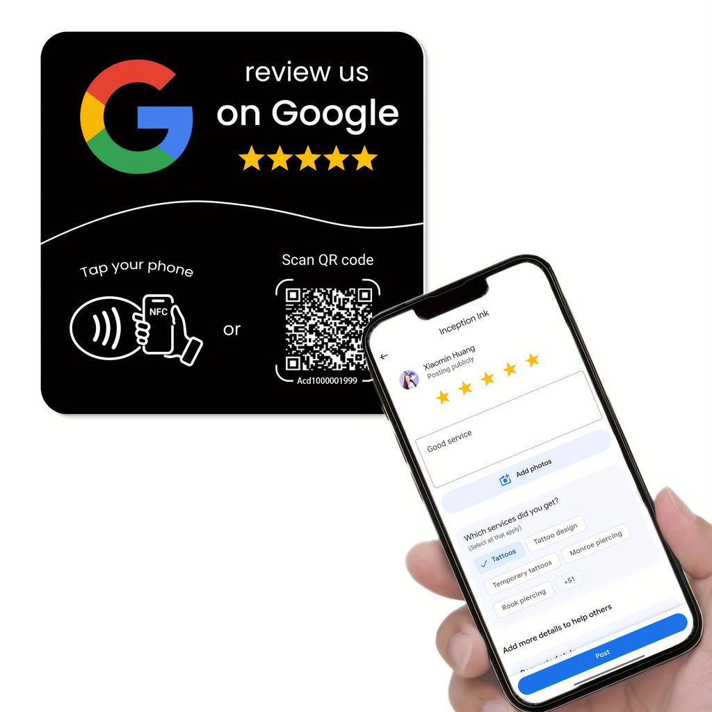 Tarjeta NFC Google negra en uso