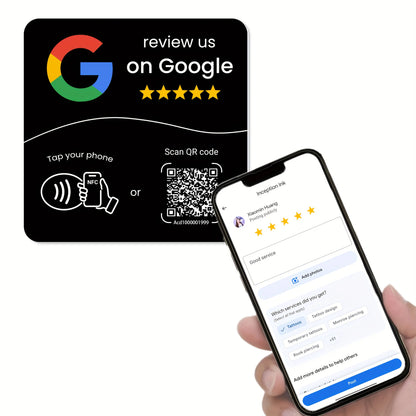 Tarjeta NFC Google negra en uso