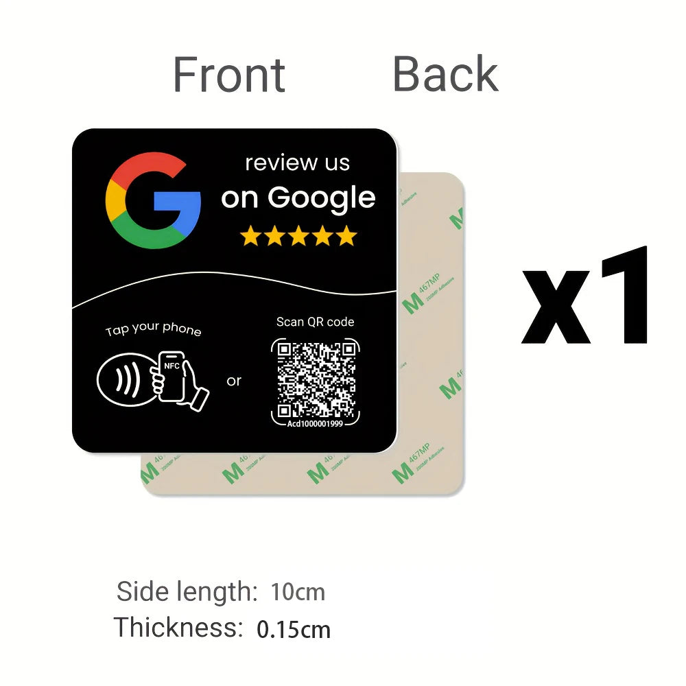Tarjeta NFC Google negra, frente y dorso