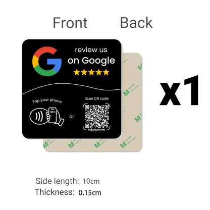 Tarjeta NFC Google negra, frente y dorso
